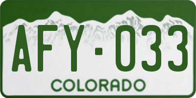 CO license plate AFY033