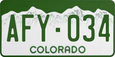 CO license plate AFY034