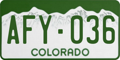 CO license plate AFY036