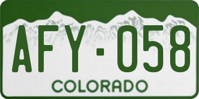 CO license plate AFY058
