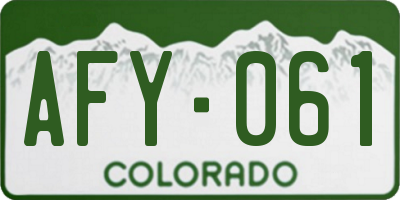 CO license plate AFY061