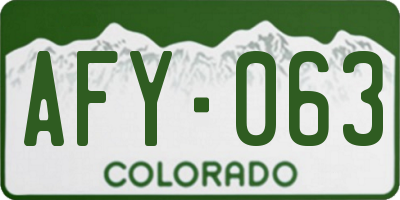 CO license plate AFY063