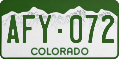 CO license plate AFY072