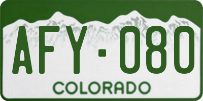 CO license plate AFY080