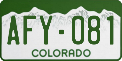 CO license plate AFY081