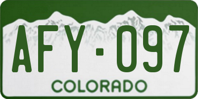 CO license plate AFY097