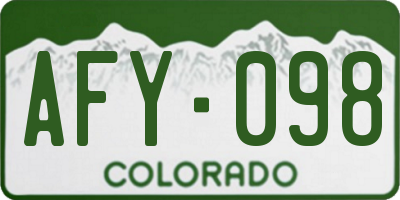 CO license plate AFY098