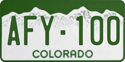 CO license plate AFY100