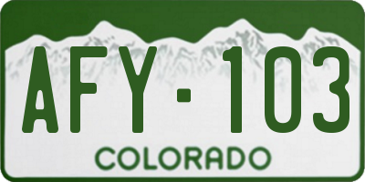 CO license plate AFY103