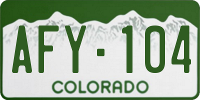 CO license plate AFY104