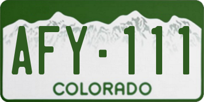 CO license plate AFY111
