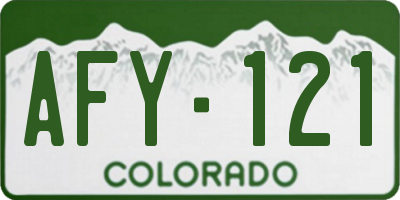 CO license plate AFY121