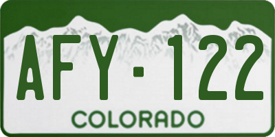 CO license plate AFY122