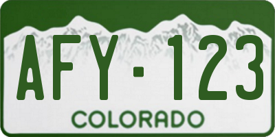 CO license plate AFY123