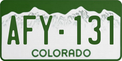 CO license plate AFY131