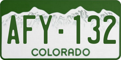 CO license plate AFY132