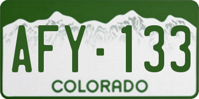 CO license plate AFY133