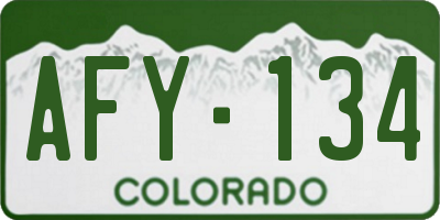 CO license plate AFY134