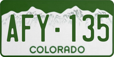 CO license plate AFY135
