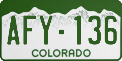 CO license plate AFY136