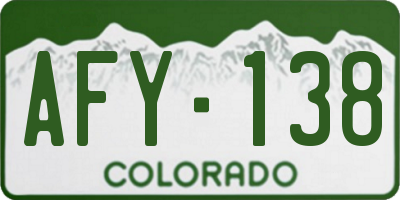CO license plate AFY138