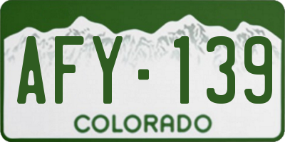 CO license plate AFY139