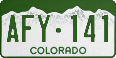 CO license plate AFY141