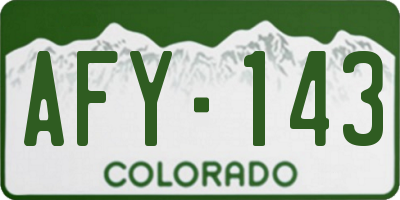 CO license plate AFY143
