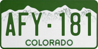 CO license plate AFY181