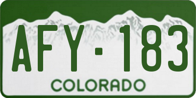 CO license plate AFY183