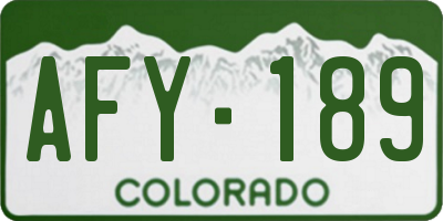 CO license plate AFY189