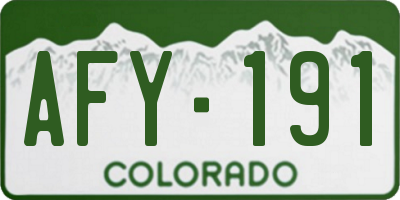 CO license plate AFY191