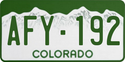 CO license plate AFY192