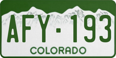 CO license plate AFY193