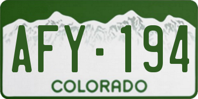 CO license plate AFY194