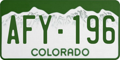 CO license plate AFY196