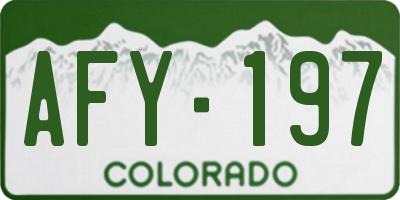 CO license plate AFY197