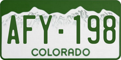 CO license plate AFY198