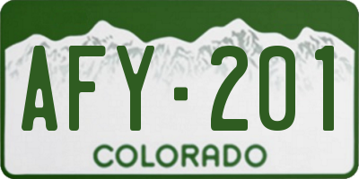 CO license plate AFY201