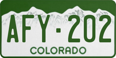 CO license plate AFY202
