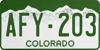 CO license plate AFY203