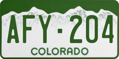 CO license plate AFY204