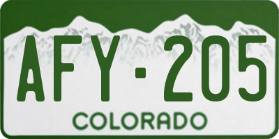 CO license plate AFY205