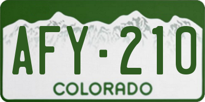 CO license plate AFY210