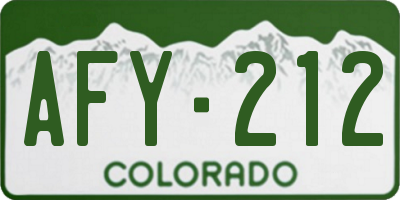 CO license plate AFY212