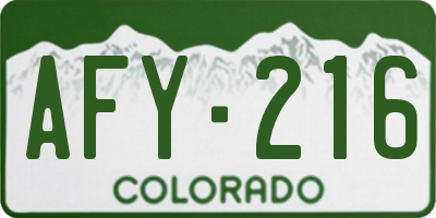 CO license plate AFY216