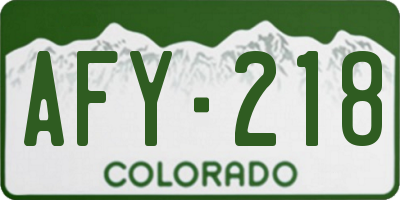 CO license plate AFY218