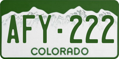 CO license plate AFY222