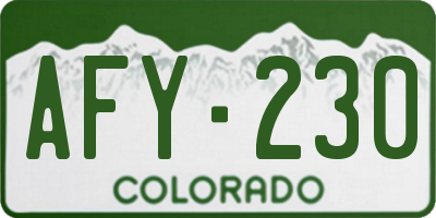 CO license plate AFY230
