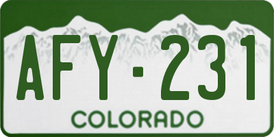 CO license plate AFY231